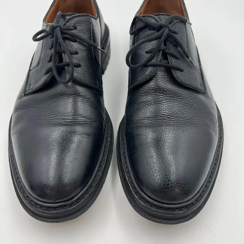 Lanvin Men's Grained Leather Lug Sole Derby Shoes Black